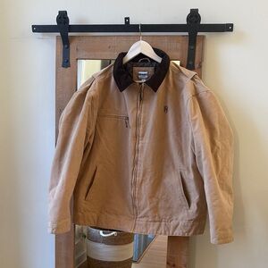 HeyBo Duck Canvas Work Jacket Brown Corduroy Collar Men’s
